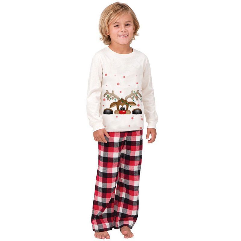 White Rudolph Family Christmas Pajamas Top + Pants
