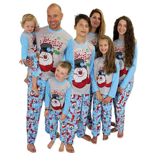 Blue Snowman Christmas Pajamas 2 Piece Set