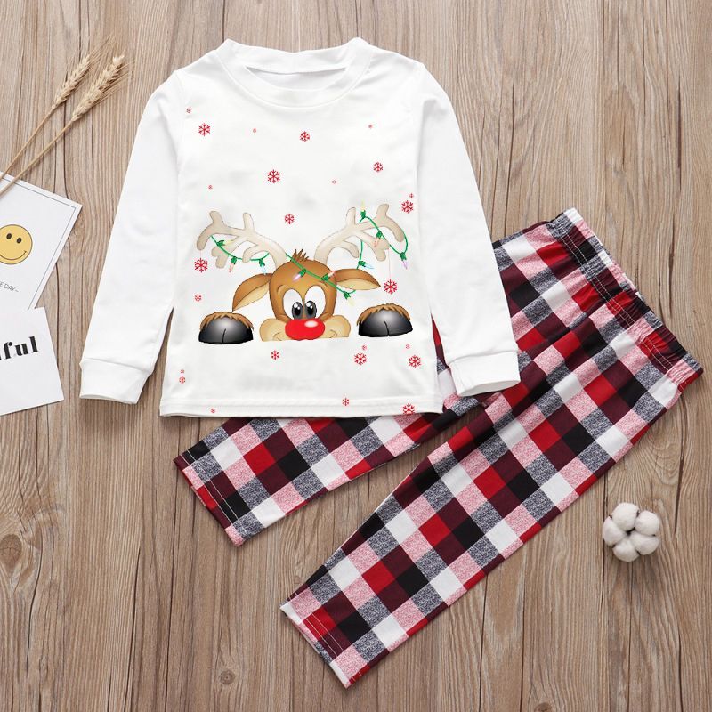 White Rudolph Family Christmas Pajamas Top + Pants