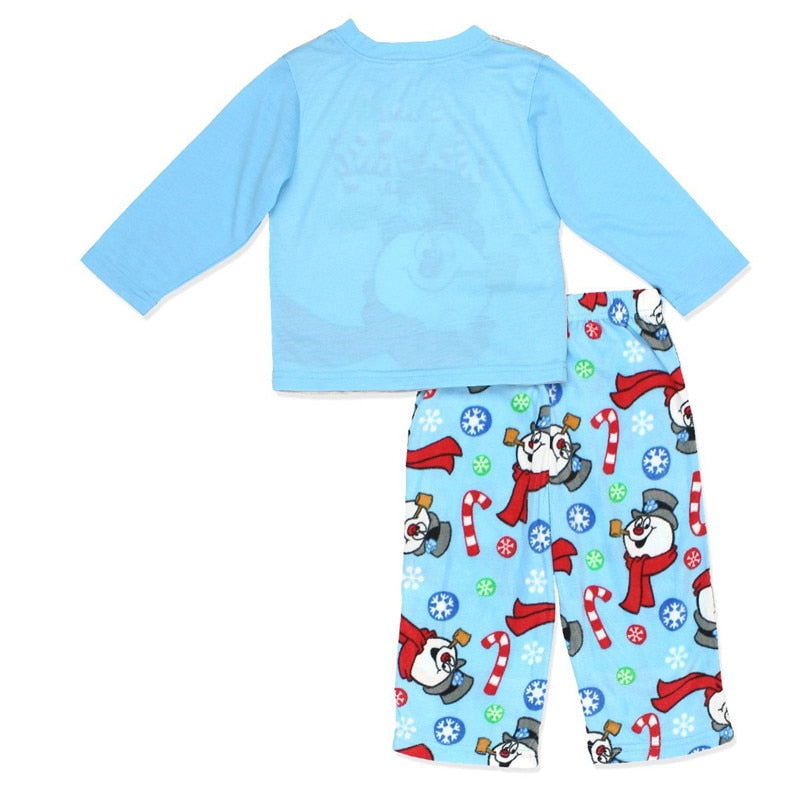 Blue Snowman Christmas Pajamas 2 Piece Set