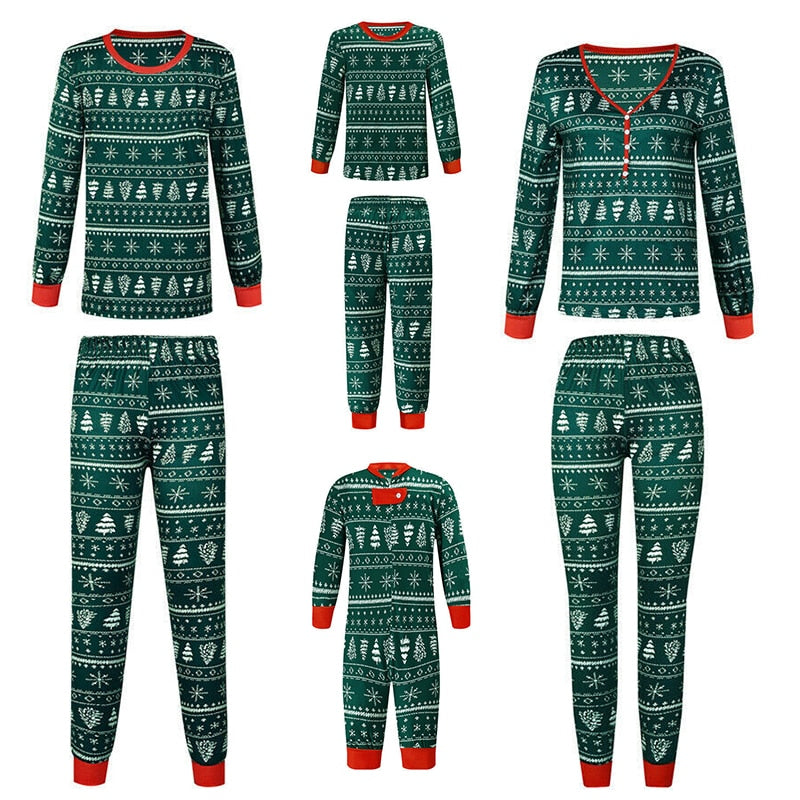 Green Christmas Family Matching Pajamas Onesie