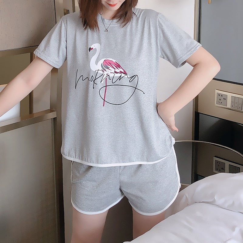 Summer Short Sleeve Pajama Set for Women