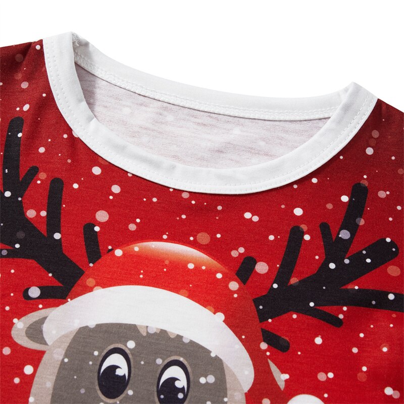 Family Matching  Christmas Pajamas, Long Sleeve Deer Snowflake Print Pullover + Pants Set