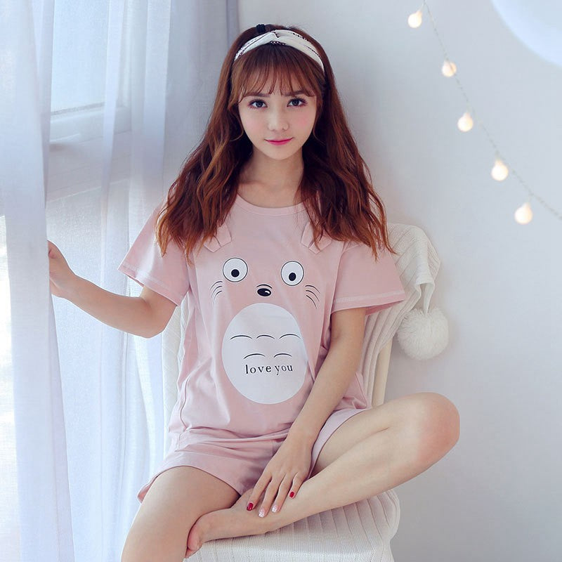 Summer Short Sleeve Pajama Set for Women